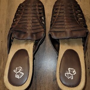 Fashion Bug Brown Woven Wedge Slides